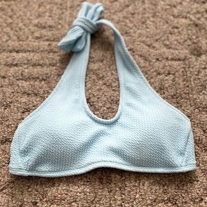 women’s baby blue swim suit top.